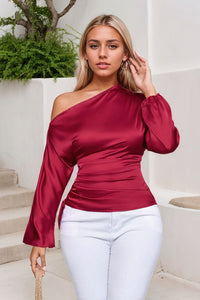 Sassy Drawstring One Shoulder Blouse