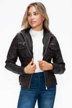 Load image into Gallery viewer, Faux Multi-Pocket Jacket with Hood
