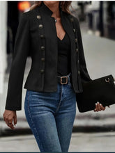Load image into Gallery viewer, Decorative Button Open Front Long Sleeve Jacket
