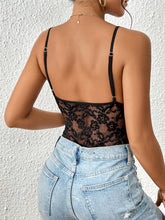 Load image into Gallery viewer, Lace V-Neck Spaghetti Strap Bodysuit

