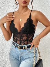 Load image into Gallery viewer, Lace V-Neck Spaghetti Strap Bodysuit
