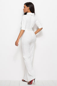 Tie-Waist Half Sleeve Jumpsuit