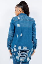 Load image into Gallery viewer, Distressed Long Sleeve Denim Jacket
