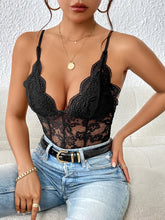 Load image into Gallery viewer, Lace V-Neck Spaghetti Strap Bodysuit
