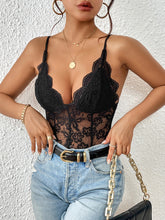 Load image into Gallery viewer, Lace V-Neck Spaghetti Strap Bodysuit
