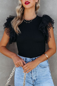 Sassy Ruffled Cap Sleeve Blouse