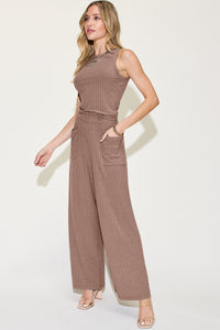 Sassy Ribbed Tank and Wide Leg Pants Set