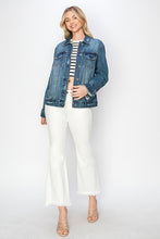 Load image into Gallery viewer, Full Size Distressed Denim Jacket
