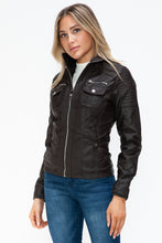 Load image into Gallery viewer, Faux Multi-Pocket Jacket with Hood
