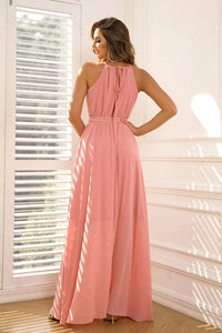 Sassy Coral Sleeveless Maxi Dress