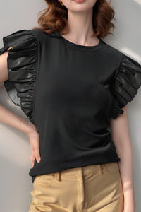 Sassy Ruffled Cap Sleeve Blouse