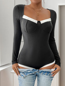 Contrast Long Sleeve Bodysuit