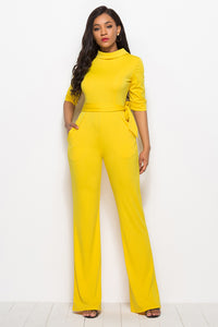 Tie-Waist Half Sleeve Jumpsuit
