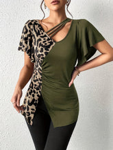 Load image into Gallery viewer, Leopard Flutter Sleeve T-Shirt
