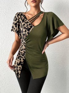 Leopard Flutter Sleeve T-Shirt