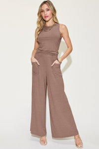 Sassy Ribbed Tank and Wide Leg Pants Set