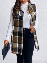 Load image into Gallery viewer, Sassy Pocketed Plaid Button Vest
