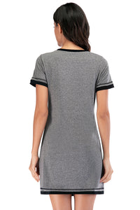 Contrast Trim Short Sleeve Lounge Gown