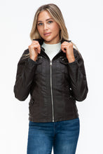 Load image into Gallery viewer, Faux Multi-Pocket Jacket with Hood
