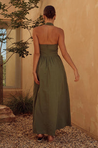 Sassy Halter Maxi Dress with Pockets