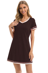 Contrast Trim Short Sleeve Lounge Gown