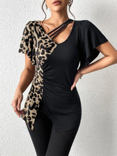 Load image into Gallery viewer, Leopard Flutter Sleeve T-Shirt
