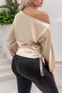 Sassy Drawstring One Shoulder Blouse