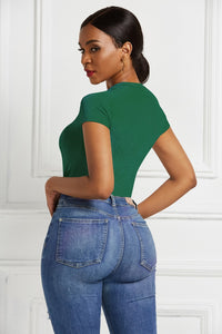 Sassy Scoop Neck Short Sleeve Bodysuit