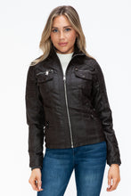 Load image into Gallery viewer, Faux Multi-Pocket Jacket with Hood
