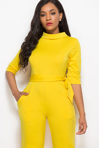 Tie-Waist Half Sleeve Jumpsuit