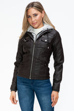 Load image into Gallery viewer, Faux Multi-Pocket Jacket with Hood
