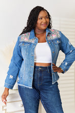 Load image into Gallery viewer, Leopard Distressed Denim Jacket
