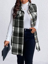 Load image into Gallery viewer, Sassy Pocketed Plaid Button Vest
