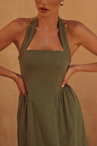 Sassy Halter Maxi Dress with Pockets