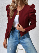 Load image into Gallery viewer, Zip Up Puff Sleeve Jacket

