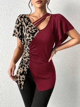 Load image into Gallery viewer, Leopard Flutter Sleeve T-Shirt

