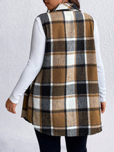 Load image into Gallery viewer, Sassy Pocketed Plaid Button Vest
