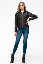 Load image into Gallery viewer, Faux Multi-Pocket Jacket with Hood
