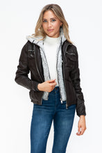 Load image into Gallery viewer, Faux Multi-Pocket Jacket with Hood
