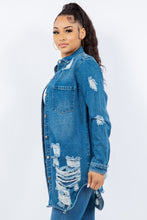 Load image into Gallery viewer, Distressed Long Sleeve Denim Jacket
