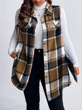 Load image into Gallery viewer, Sassy Pocketed Plaid Button Vest
