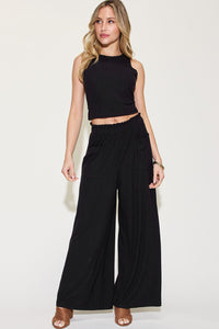Sassy Ribbed Tank and Wide Leg Pants Set