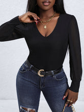 Load image into Gallery viewer, Black V-Neck Long Sleeve Bodysuit
