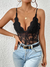 Load image into Gallery viewer, Lace V-Neck Spaghetti Strap Bodysuit
