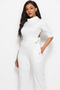 Tie-Waist Half Sleeve Jumpsuit