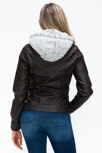 Load image into Gallery viewer, Faux Multi-Pocket Jacket with Hood
