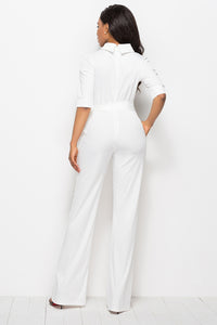 Tie-Waist Half Sleeve Jumpsuit