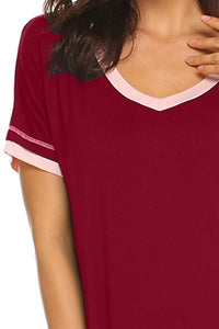 Contrast Trim Short Sleeve Lounge Gown