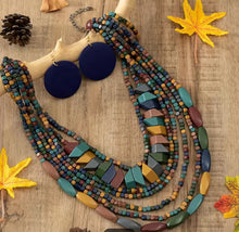 Load image into Gallery viewer, Tri Level Wooden Necklace
