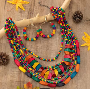 Tri Level Wooden Necklace